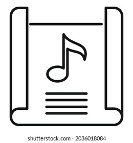 Vector de contorno de icono de lista de reproducción de canciones. Lista de música. Interfaz de audio
