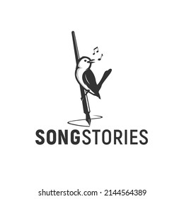 song stories, bird, pen logo inspiration