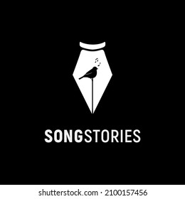 Song Stories, birds, pens logo design