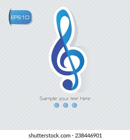 Song symbol,sticker design,blue version,clean vector