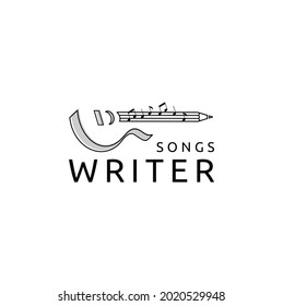 Song Writer Musician Logo Combination Guitar with Pencil and Music Note