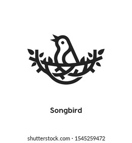 Songbird icon vector. Bird symbol. Linear style sign for mobile concept and web design. Songbird building symbol illustration. Pixel vector graphics - Vector.