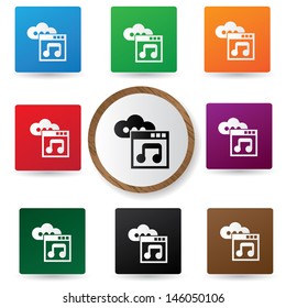 Song,Cloud data icons on colorful buttons,vector