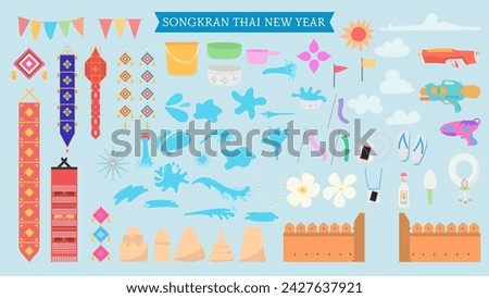 Songkarn Festival Thai New Year Decorative Elements