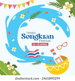 Songkran decorative vector set, Thailand New Year, illustration.