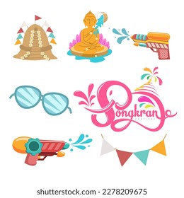 Songkran element graphic design. Vector illustration.