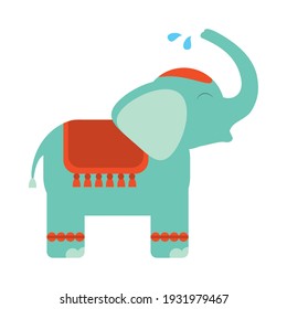 songkran elephant spraying water isolated