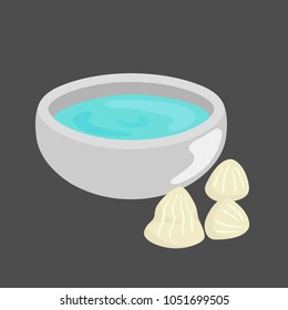 Songkran festival, aluminium or Silver water bowl and white clay filler