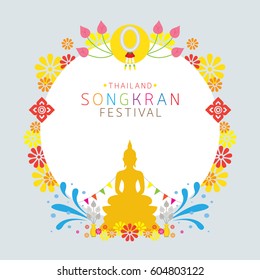 Songkran Festival, Buddhism, Frame, Thailand Traditional New Year's Day