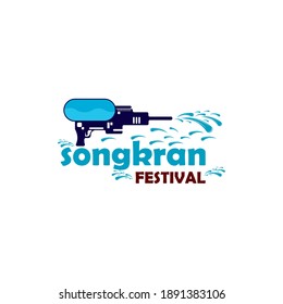 Songkran festival logo design template vector illustration
