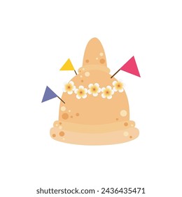 Songkran festival sand pagoda Thailand Traditional New Year Day Vector Illustration template Thailand travel concept on white background
