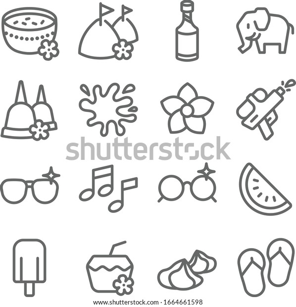 Songkran Festival Set Vector Illustration Contains Stock Vector ...