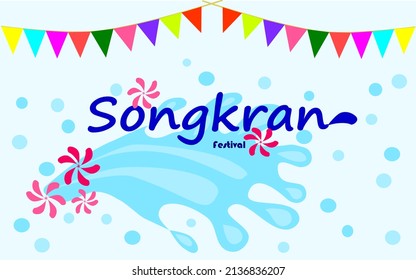Songkran festival or Thai new year. Water pouring is the main activity. Also family and elderly day celebration. Vector design.