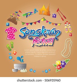 Songkran Festival in Thailand of April.design background, vector illustration