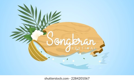 Songkran festival in Thailand Background for content online ,water splash festival banner ,The Most Beautiful Places To Visit In Thailand   on blue background,  Vector illustration EPS 10
