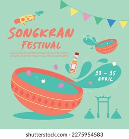 Songkran festival Thailand with text template
