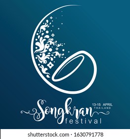 Songkran Festival, Thailand travel concept - The Most Beautiful Places To Visit In Thailand in flat style.