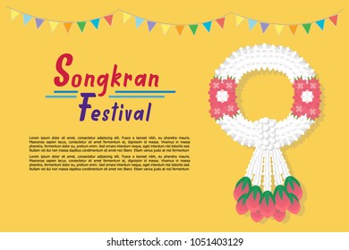 Songkran Festival at Thailand, vector illustration