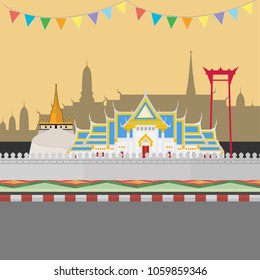 Songkran Festival at Thailand, vector illustration, template