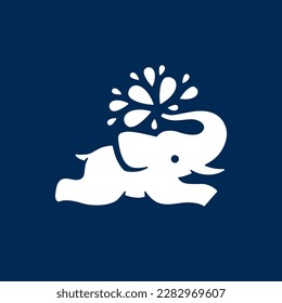 songkran festival  water elephant logo vector illustration