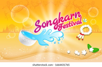 Songkran festival water splash of Thailand design background, vector illustration