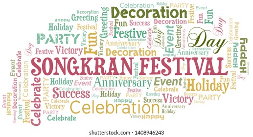Songkran Festival Word Cloud. Word cloud Made With Text.