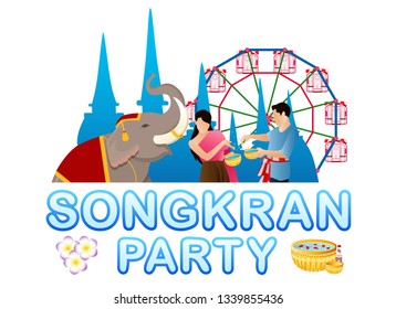 Songkran Thai festival water party graphic vector