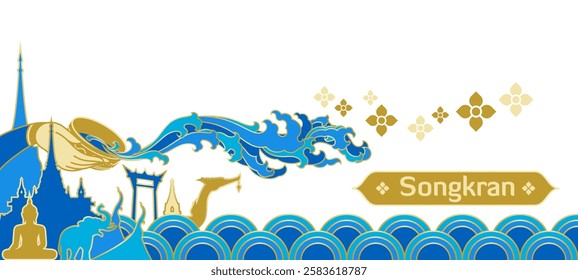 songkran thai water splashing festival graphic design element tourism attractive concept for decoration,celebration,banner,template,poster,printing,advertising,web,etc.