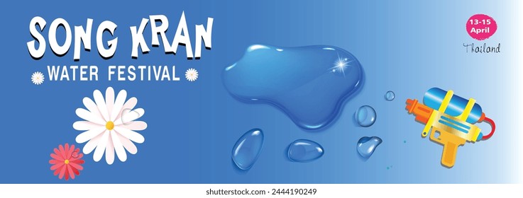 Songkran water festival Thailand banner, web template vector graphic with blue background water festival vector file for designer 