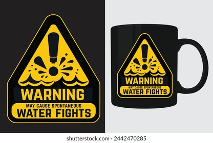 Songkran Water Fight Warning Sign Illustration Mug Design