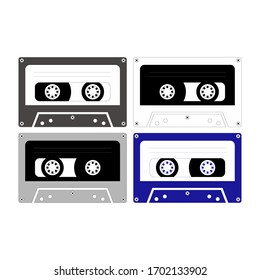 Songs and musical albums audiocassette in vintage media device