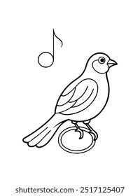 Songsbirds colorindo página vetor ilustração