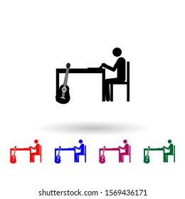 Songwriter on the table multi color icon. Simple glyph, flat vector of music icons for ui and ux, website or mobile application