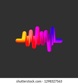 Sonic color rainbow gradient blend wave. Music wave isolated on dark background, music curve. Vector illustration