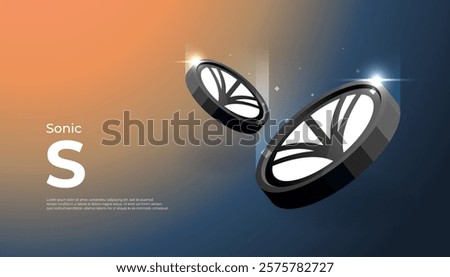 Sonic (S) coin banner. S coin cryptocurrency concept banner background.