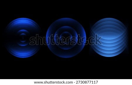 Sonic waves, WiFi signal glowing elements, radar sensor light effects, round wireless network neon symbols. Vector illustration.	