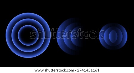 Sonic waves, WiFi signal glowing elements, radar sensor light effects, round wireless network neon symbols. Vector illustration.