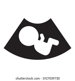 Sonogram icon. Ultrasound image of a fetus in the womb. Flat vector isolated.