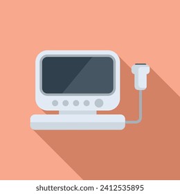 Vector plano del icono del sonógrafo. Dispositivo clínico. Sonido ultra del doctor