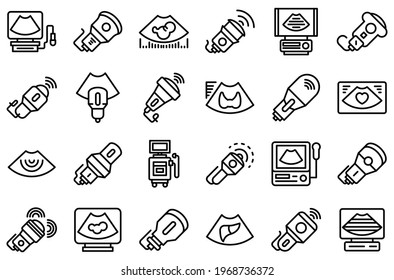 Sonograph icons set. Outline set of sonograph vector icons for web design isolated on white background