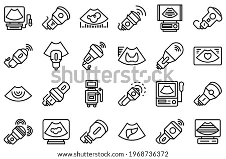 Sonograph icons set. Outline set of sonograph vector icons for web design isolated on white background