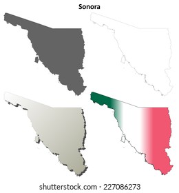 Conjunto de mapa de contorno en blanco de Sonora
