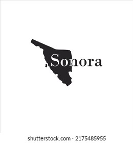 Sonora map and black lettering design on white background