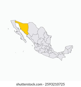 Sonora Region highlighted on Mexico map