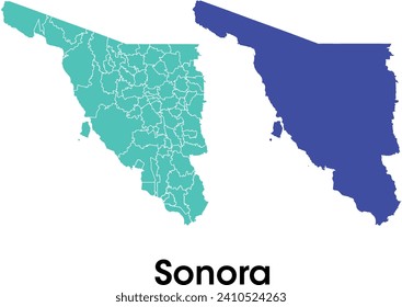 Sonora state map in mexico