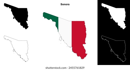 Sonora state outline map set