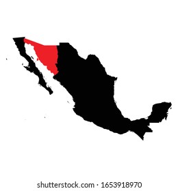 Sonora states highlighted on Mexico map Vector EPS 10