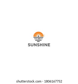 sonshine vector graphic , design with sun and church simple concept design logo minimalist premium
