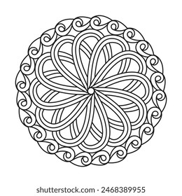 Sonskrit Kids Mandala Coloring Book Page for kdp Book Interior. Peaceful Petals, Ability to Relax, Brain Experiences, Harmonious Haven, Peaceful Portraits, Blossoming Beauty mandala design.