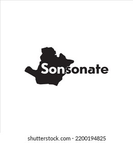 Sonsonate map and black lettering design on white background